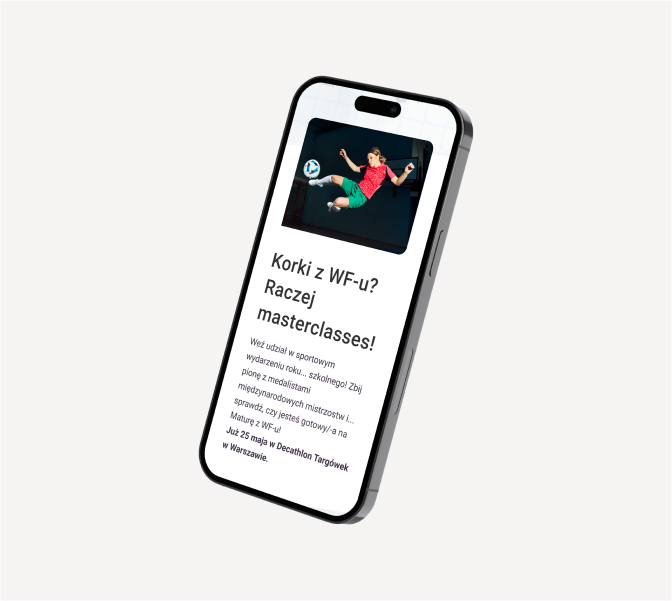 Część projektu "Matura z WF-u" wyświetlona na telefonie iPhone 14 Pro