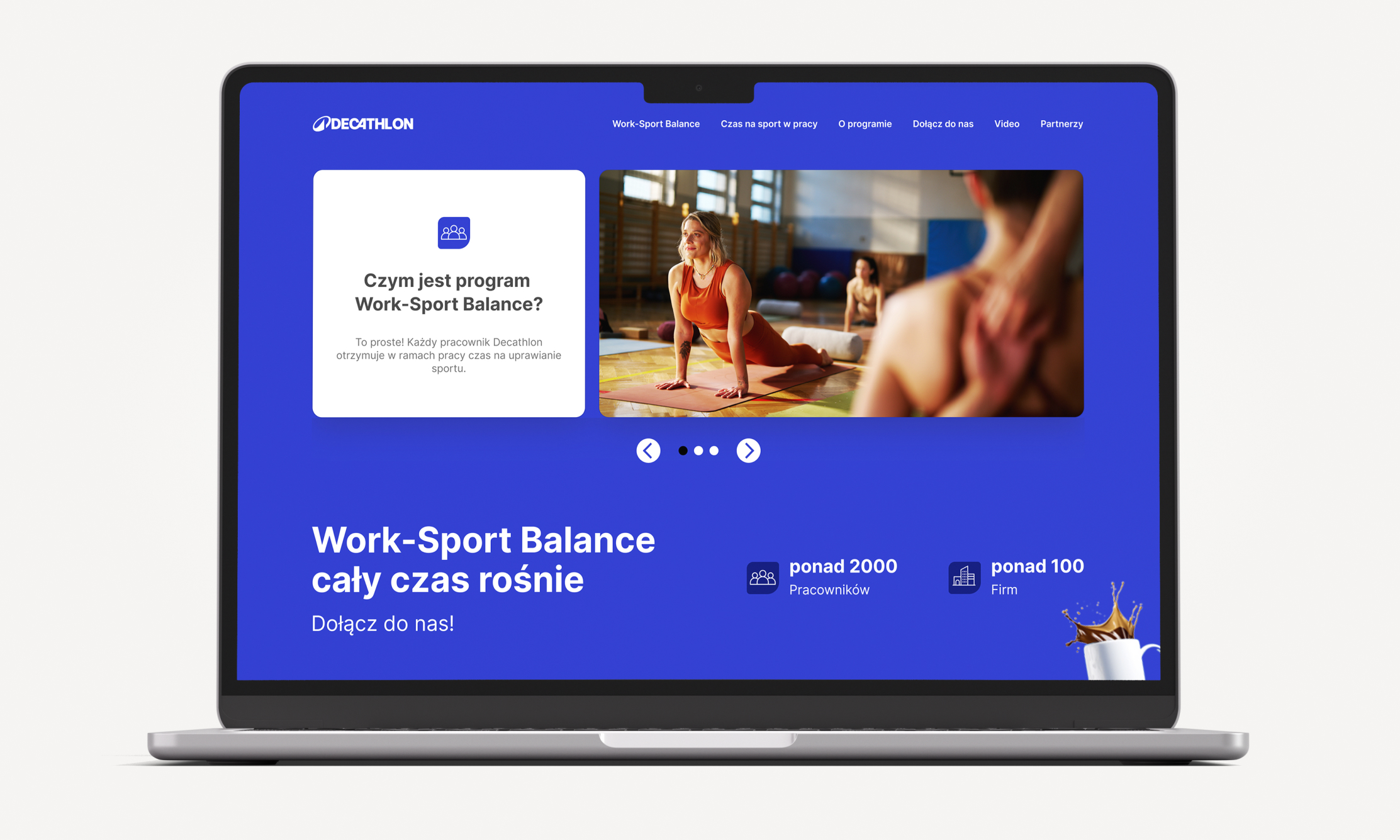 Projekt Work-Sport Balance w rozdzielczości ekranu laptopa.